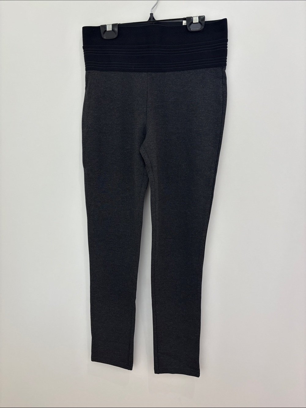 Zara Charcoal Ponte Leggings with Black Ribbed Waistband